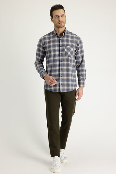 Orta Haki Regular Fit Likralı Kanvas / Chino Pantolon