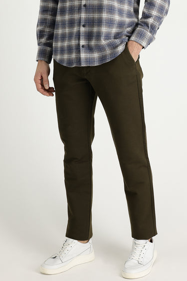 Orta Haki Regular Fit Likralı Kanvas / Chino Pantolon