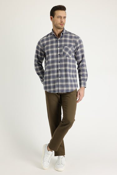 Orta Vizon Regular Fit Likralı Kanvas / Chino Pantolon