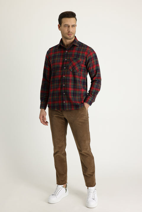 Açık Kahve  6 Drop Regular Fit Standart Kesim Likralı Kadife Pantolon