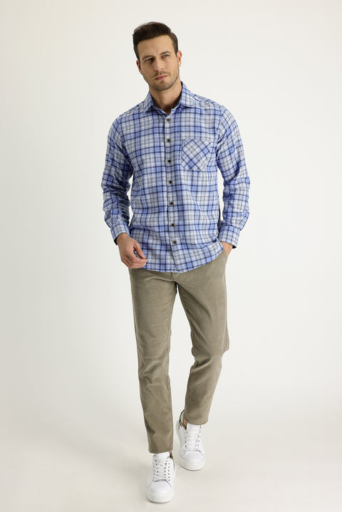 Orta Bej 6 Drop Regular Fit Standart Kesim Likralı Kadife Pantolon