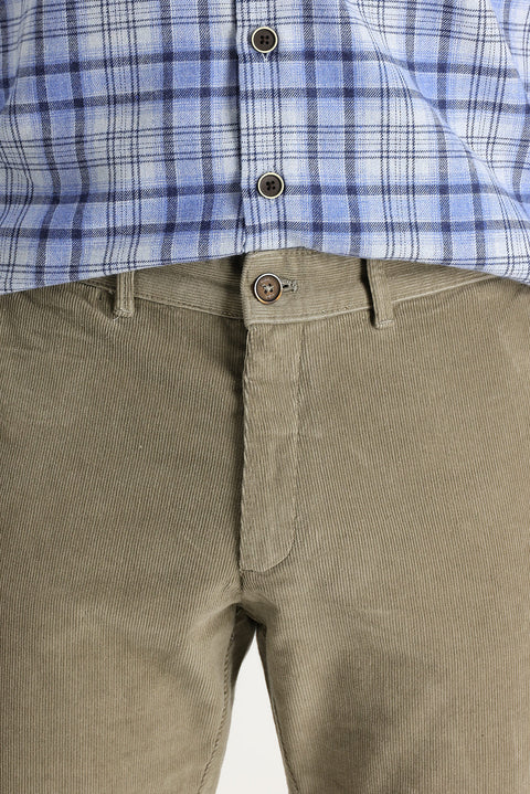 Orta Bej 6 Drop Regular Fit Standart Kesim Likralı Kadife Pantolon