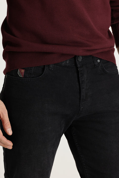 Siyah Slim Fit Dar Kesim Pamuk Denim Pantolon