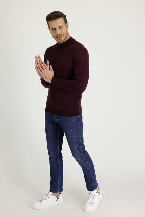 Mid-Dark Blue Regular Fit Standard Cut Lycra Denim Pants
