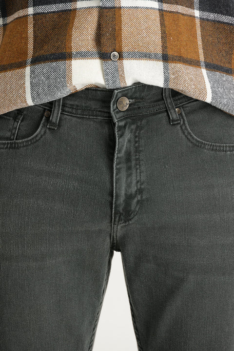 Orta Haki 6 Drop Regular Fit Standart Kesim Likralı Denim Pantolon