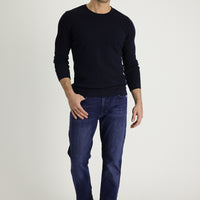Orta Lacivert Regular Fit Standart Kesim Likralı Denim Pantolon