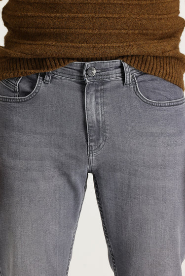 Orta Gri Slim Fit Dar Kesim Likralı Denim Pantolon