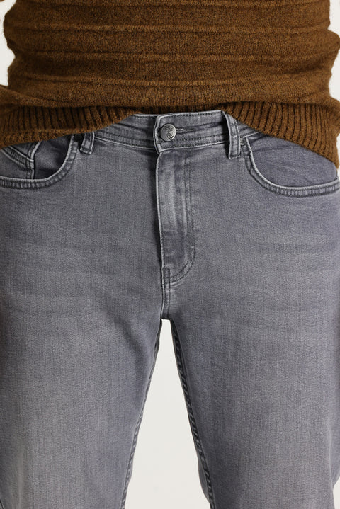 Orta Gri 7 Drop Slim Fit Dar Kesim Likralı Denim Pantolon