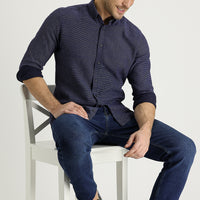 Orta Lacivert Slim Fit Dar Kesim Likralı Denim Pantolon
