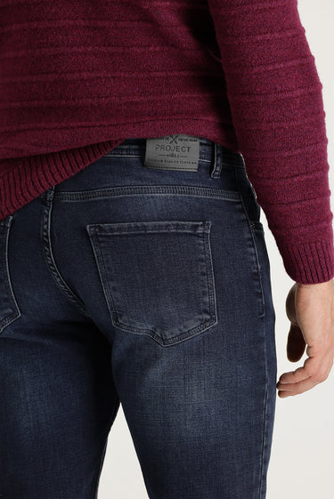 Koyu Lacivert Slim Fit Dar Kesim Likralı Denim Pantolon