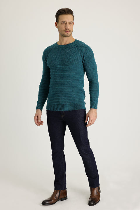 Koyu Lacivert 7 Drop Slim Fit Dar Kesim Likralı Denim Pantolon