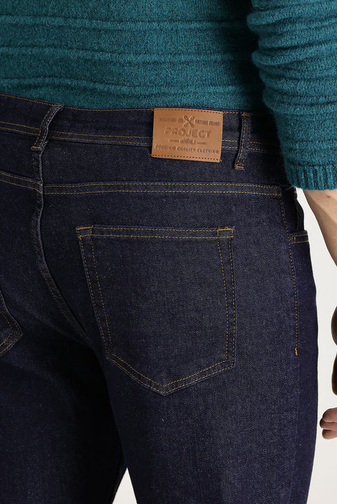 Koyu Lacivert 7 Drop Slim Fit Dar Kesim Likralı Denim Pantolon