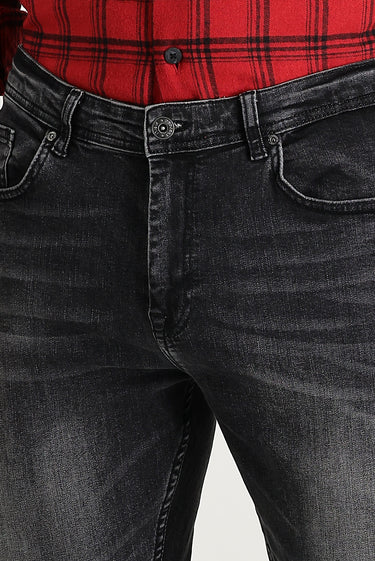 Koyu Antrasit Slim Fit Dar Kesim Likralı Denim Pantolon