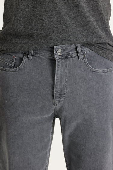 Orta Gri Slim Fit Dar Kesim Likralı Denim Pantolon