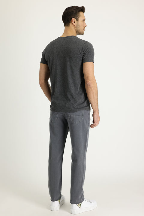 Orta Gri 7 Drop Slim Fit Dar Kesim Likralı Denim Pantolon