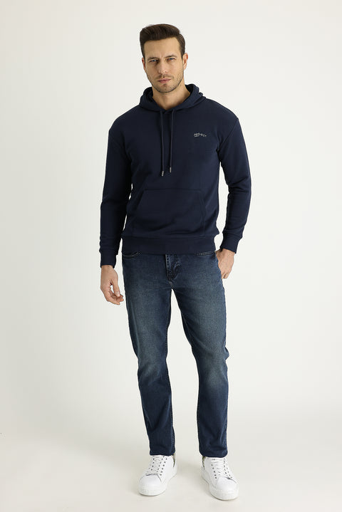 Koyu Mavi  Regular Fit Standart Kesim Likralı Denim Pantolon