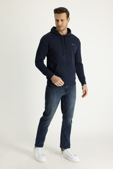 Koyu Mavi  Slim Fit Dar Kesim Likralı Denim Pantolon