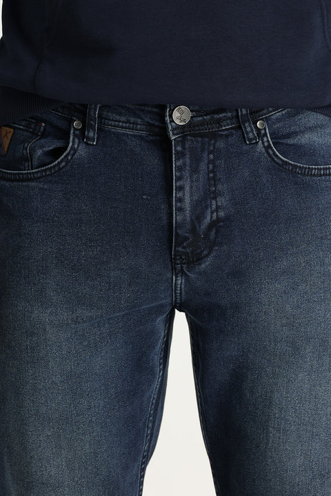 Koyu Mavi  Regular Fit Standart Kesim Likralı Denim Pantolon