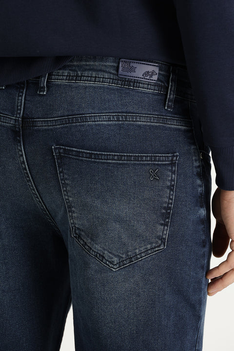 Koyu Mavi  7 Drop Slim Fit Dar Kesim Likralı Denim Pantolon