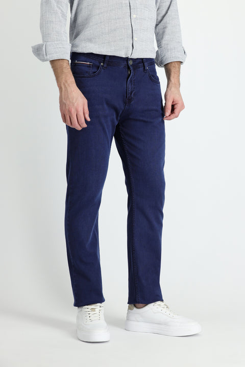 Koyu Lacivert Slim Fit Dar Kesim Likralı Denim Pantolon