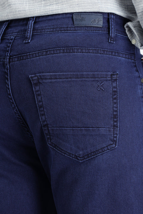 Koyu Lacivert Slim Fit Dar Kesim Likralı Denim Pantolon