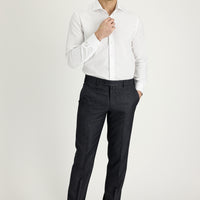 Koyu Füme Slim Fit Dar Kesim Klasik Desenli Kumaş Pantolon