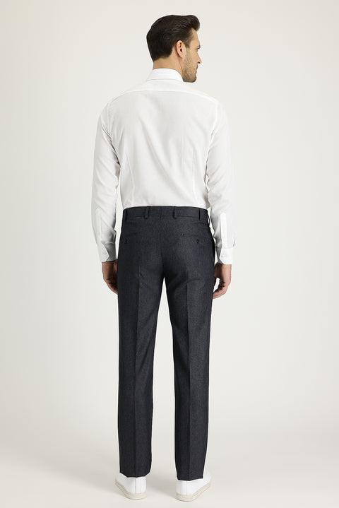 Dark Gray 7 Drop Slim Fit Classic Patterned Fabric Trousers