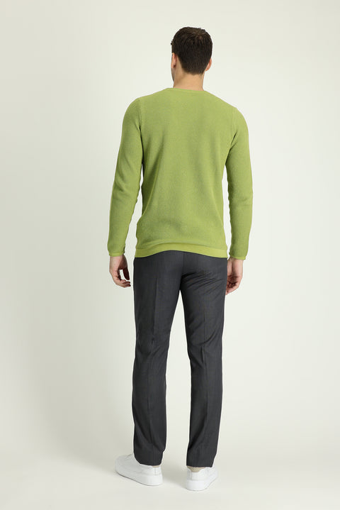 Koyu Antrasit 6 Drop Regular Fit Standart Kesim Klasik Desenli Kumaş Pantolon