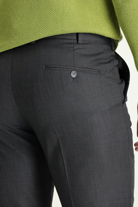 Koyu Antrasit 7 Drop Slim Fit Dar Kesim Klasik Desenli Kumaş Pantolon