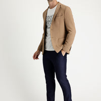 Orta Lacivert Super Slim Fit Ekstra Dar Kesim Fit Desenli Likralı Klasik Kumaş Pantolon