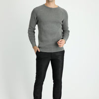Koyu Antrasit Super Slim Fit Ekstra Dar Kesim Desenli Likralı Klasik Kumaş Pantolon