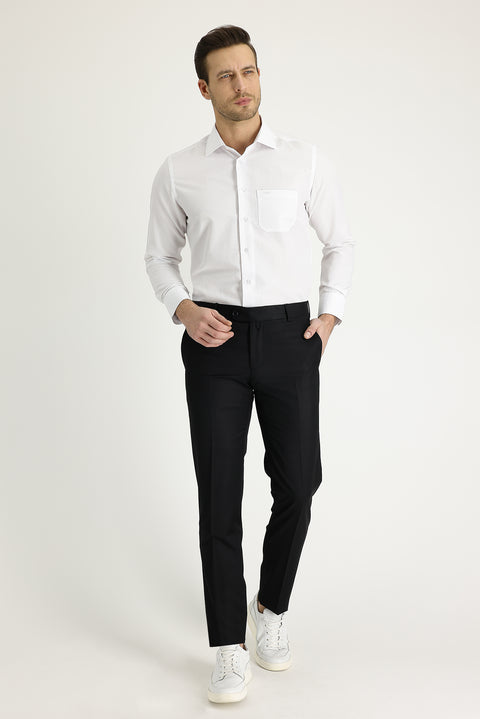 Siyah 4 Drop Relaxed Fit Rahat Kesim Klasik Kumaş Pantolon
