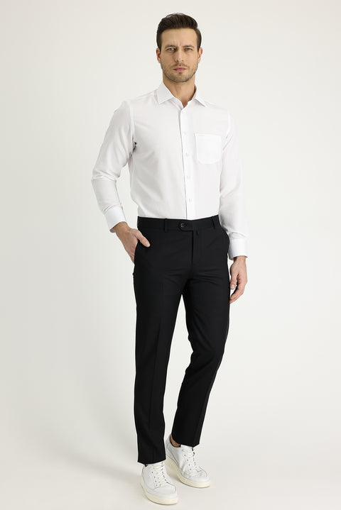 Siyah 7 Drop Slim Fit Dar Kesim Klasik Kumaş Pantolon