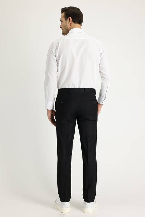 Siyah 6 Drop Regular Fit Standart Kesim Klasik Kumaş Pantolon