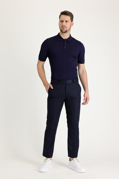 Koyu Lacivert 6 Drop Regular Fit Standart Kesim Klasik Kumaş Pantolon