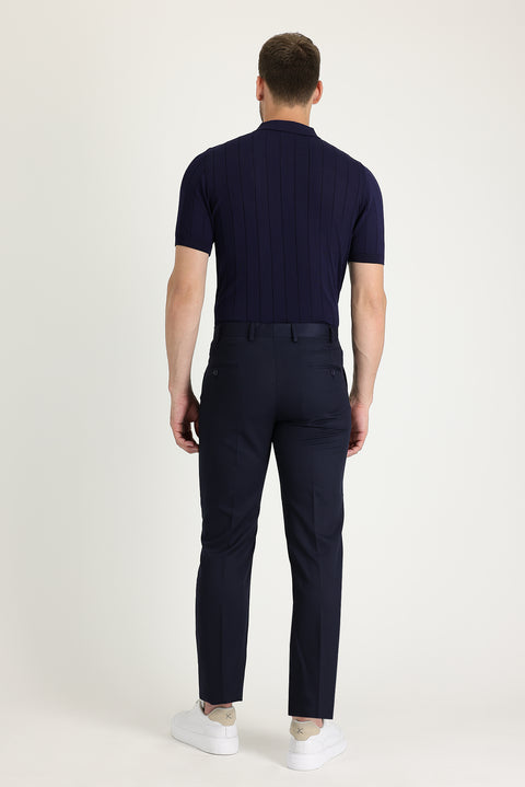 Koyu Lacivert 6 Drop Regular Fit Standart Kesim Klasik Kumaş Pantolon