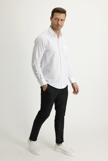 Siyah Super Slim Fit Ekstra Dar Kesim Likralı Kumaş Pantolon