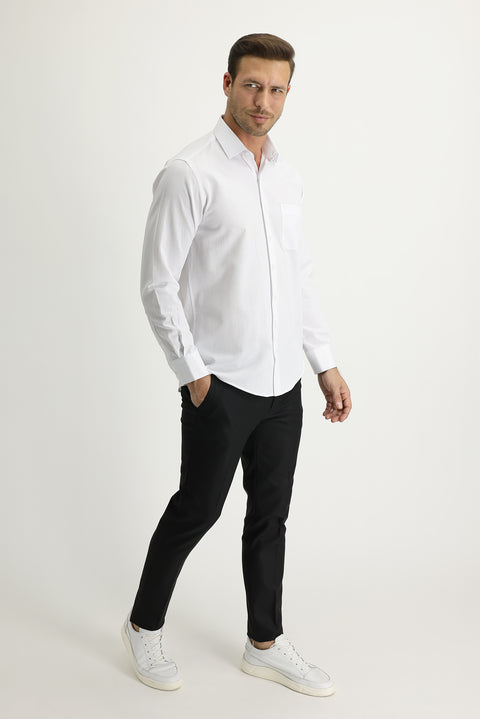 Siyah 7 Drop Super Slim Fit Eksra Dar Kesim Likralı Klasik Kumaş Pantolon