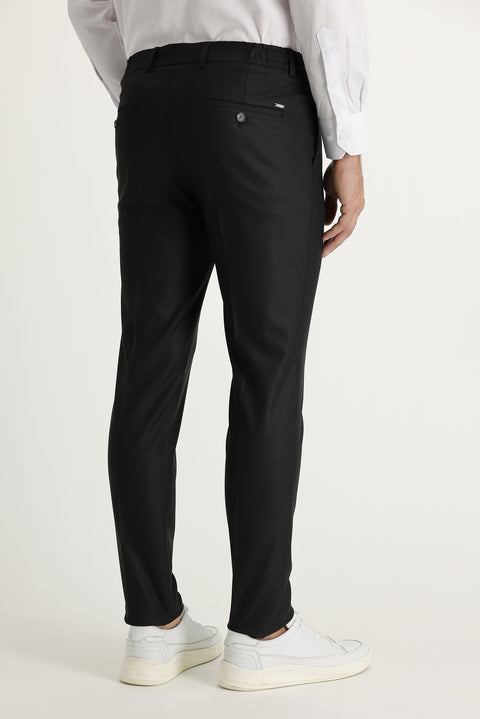 Siyah 7 Drop Super Slim Fit Eksra Dar Kesim Likralı Klasik Kumaş Pantolon