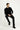 Siyah Slim Fit Dar Kesim Beli Lastikli İpli Desenli Likralı Kumaş Pantolon