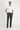 Orta Gri Slim Fit Dar Kesim Beli Lastikli İpli Desenli Likralı Kumaş Pantolon