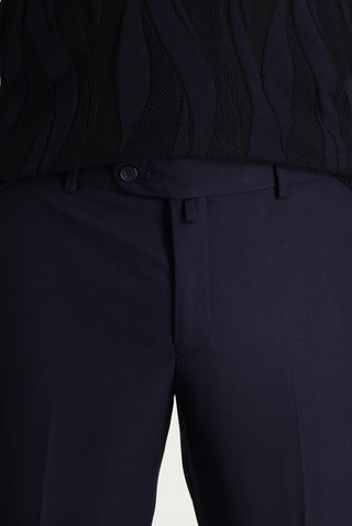  Koyu Lacivert 4 Drop Relaxed Fit Rahat Kesim Likralı Klasik Kumaş Pantolon