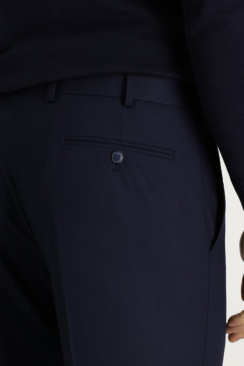 Koyu Lacivert 4 Drop Relaxed Fit Rahat Kesim Likralı Klasik Kumaş Pantolon