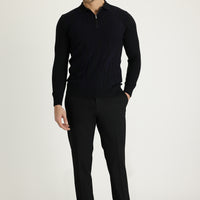 Siyah Regular Fit Likralı Klasik Kumaş Pantolon