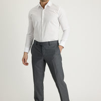 Orta Gri 7 Drop Slim Fit Dar Kesim Likralı Klasik Kumaş Pantolon