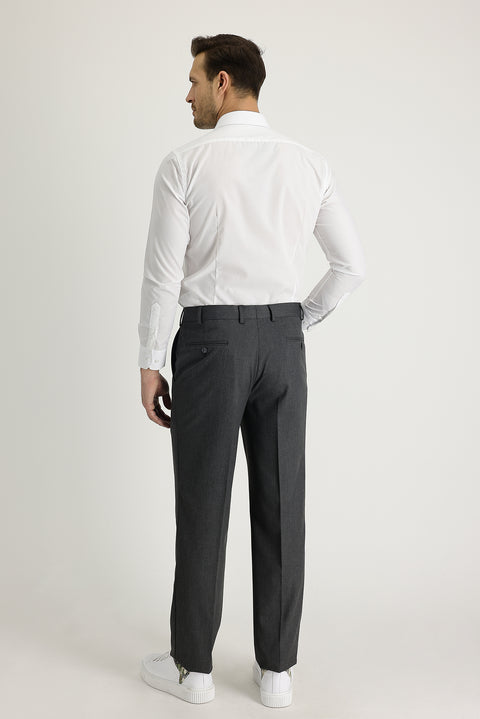Orta Gri 4 Drop Relaxed Fit Rahat Kesim Likralı Klasik Kumaş Pantolon