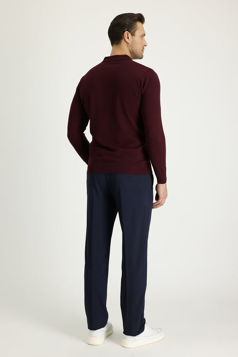Dark Navy 7 Drop Slim Fit Narrow Cut Lycra Classic Fabric Trousers