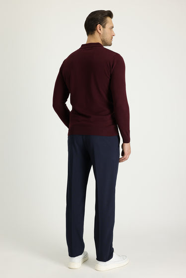 Koyu Lacivert Slim Fit Dar Kesim Likralı Klasik Kumaş Pantolon
