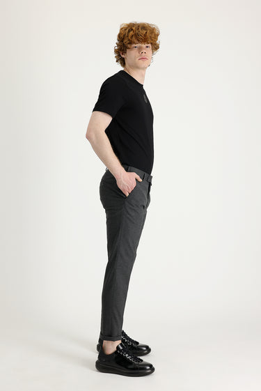 Koyu Füme Super Slim Fit Ekstra Dar Kesim Likralı Klasik Kumaş Pantolon