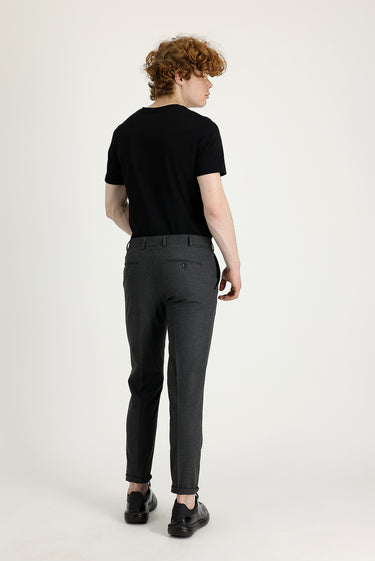 Koyu Füme Super Slim Fit Ekstra Dar Kesim Likralı Klasik Kumaş Pantolon